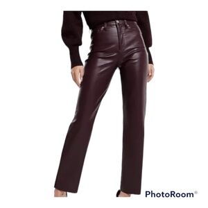 Express Super High Waisted Faux Leather Modern Straight Pant | Size 10S